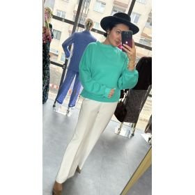 Damska Bluza Oversize z Wypukłym Embossingiem B AdoreDanew – Bawełniana Bluza - Soczysta Zieleń // 6250