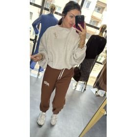 Ocieplana Bluza Oversize z Meszkiem i Odpinaną Broszką – Bawełniana Bluza Premium - // 6259
