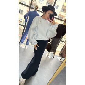 Ocieplana Bluza Oversize z Meszkiem i Odpinaną Broszką – Bawełniana Bluza Premium - // 6260
