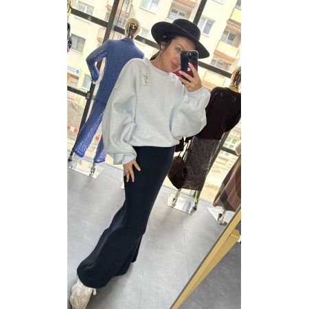 Ocieplana Bluza Oversize z Meszkiem i Odpinaną Broszką – Bawełniana Bluza Premium - // 6260