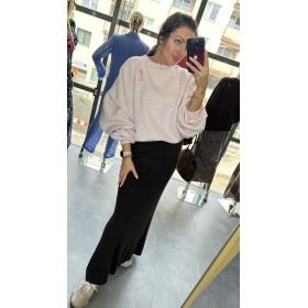 Ocieplana Bluza Oversize z Meszkiem i Odpinaną Broszką – Bawełniana Bluza Premium - // 6261