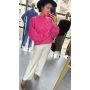 Damska Bluza Oversize z Wypukłym Embossingiem B AdoreDanew – Bawełniana Bluza - Magenta // 6252