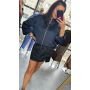 Kurtka Bomberska Elegancka Granatowa Satynowa CLOTHE Premium // 6198