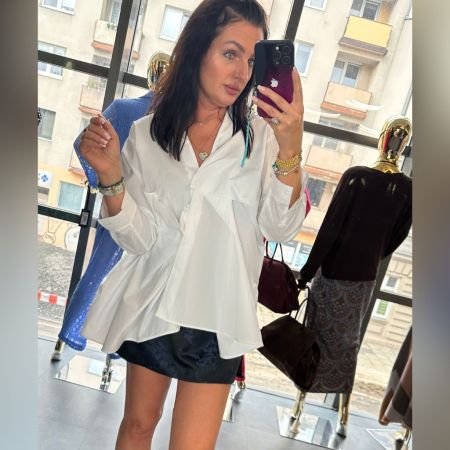 Elegancka Koszula Oversize z Zakładkami Bawełniana Mitica & Co. – Biel // 6166