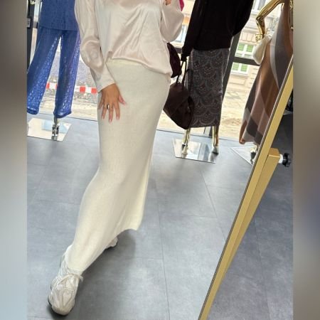 Luksusowa Długa Spódnica Dzianinowa z Wełną Merino i Kaszmirem CLOTHE Made in Italy // 6200