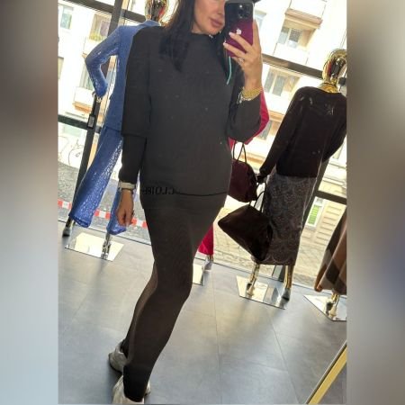 Włoski Kompleut Dzianinowy ze Długą Spódnicą Maxi i Swebrem z Półgofrem CLOTHE Made in Italy // 6207