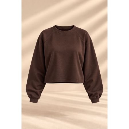 Grafitowa / czekoladowa bluza damska cropped Philia Loft | AdoreDanew