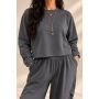 Grafitowa / czekoladowa bluza damska cropped Philia Loft | AdoreDanew