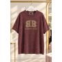 T-shirt damski Roberta Biagi z logo bordo i khaki | AdoreDanew