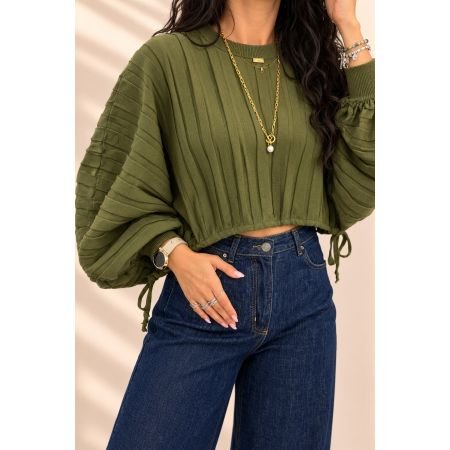 Sweter damski nietoperz Roberta Biagi czarny i khaki