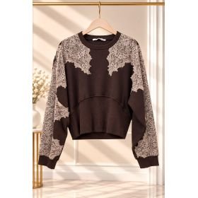 Bluza damska z koronką brązowa Philia Loft | Adore Danew