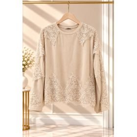 Bluzka damska z koronką beżowa Philia Loft | Elegancka