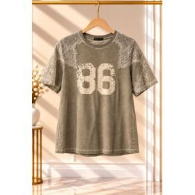 T-shirt damski Philia Loft Fango 86 z koronką | Bawełna