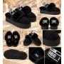Czarne buty typu emu ze skóry naturalnej i futerkiem
