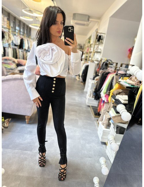 czarne spodnie ze złotymi guzikami Babylon // 966