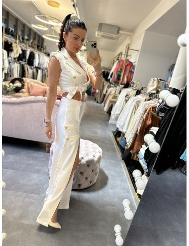 Biały top z guzikami Babylon // 968