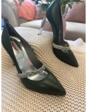 Zielone buty ze srebrną szpilką od Spaziomoda // 992*