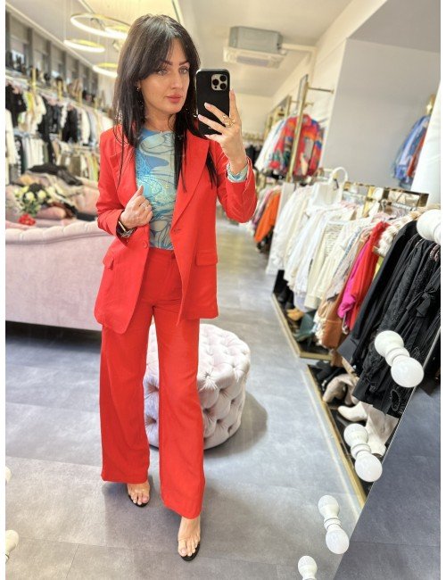 Czerwone spodnie len z wiskozą od Souvenir // 1052