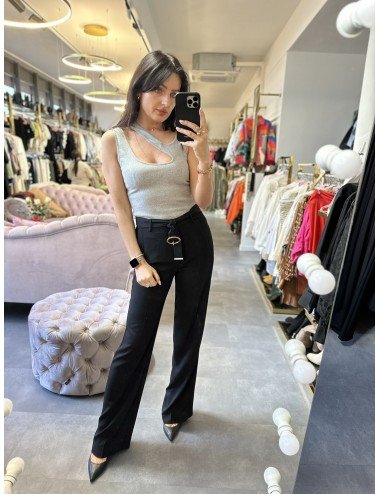 Czarne Eleganckie Spodnie Babylon // 1067