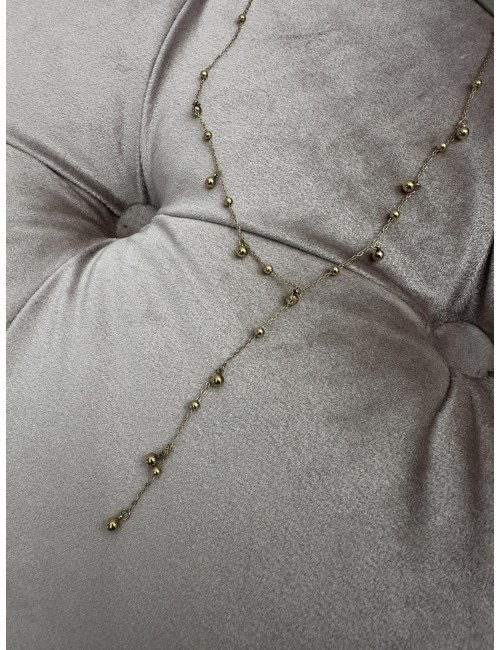 złoty naszyjnik z kuleczkami - stal chirurgiczna // 1138*