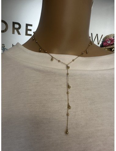 złoty naszyjnik z kuleczkami - stal chirurgiczna // 1138*