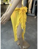 Moda plażowa - Pareo na biodra żółte i niebieskie