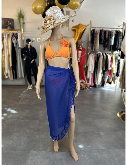 Moda plażowa - Pareo na biodra żółte i niebieskie