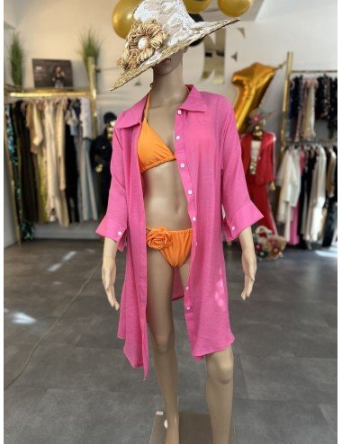 różowa, żółta i czarna koszula / pareo na plażę