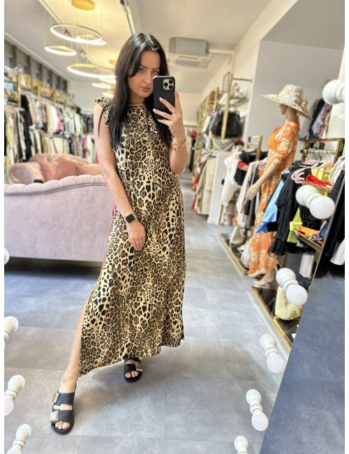 Elegancka Sukienka w Panterkę z Lampasem - Motel