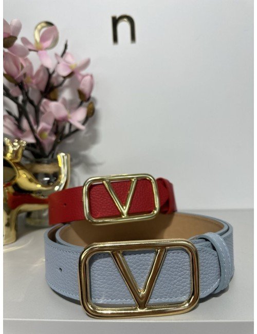 Pasek ze złotą klamrą czerwony // 1268*