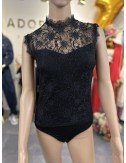 Czarne koronkowe body bez rękawów // 1285