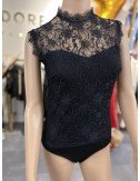 Czarne koronkowe body bez rękawów // 1285