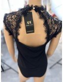Czarne koronkowe body bez rękawów // 1285