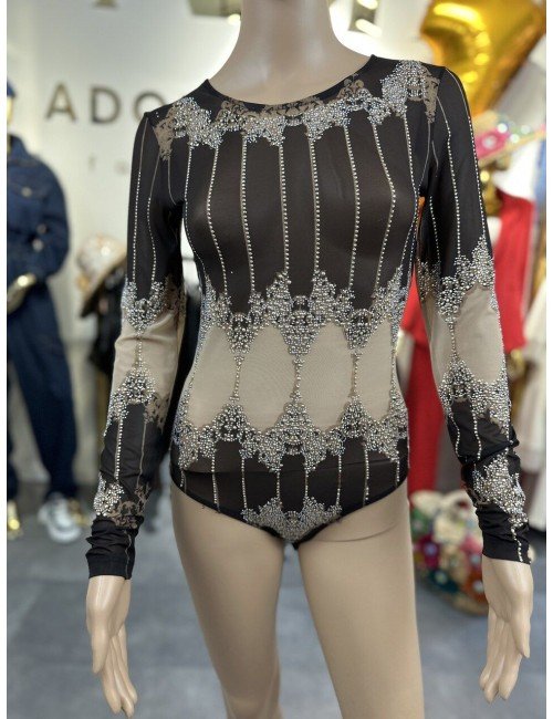 Body za długi rękaw z cyrkoniami // 1287