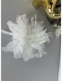 Biała broszka piórka // 1303*