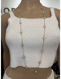 Długi naszyjnik z białymi kwiatkami // 1317*