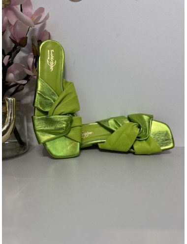 Klapki na płaskiej podeszwie - zielone // 1338