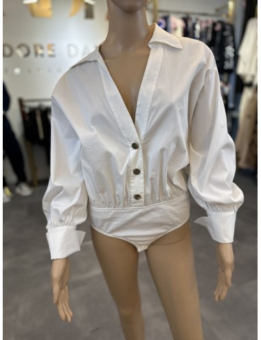 Stylowe Białe Body z długim rękawem od Babylon // 1353