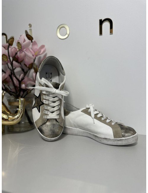 Biało-złote trampki z gwiazdą // 1361*