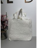 Biały pleciony koszyczek do ręki // 1403