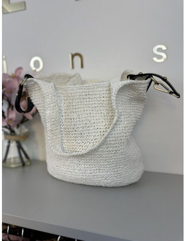Biała torba pleciona do ręki i na ramię // 1405