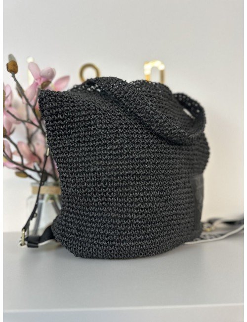 Czarna torba pleciona do ręki i na ramię // 1406