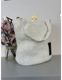 Biała torba pleciona do ręki i na ramię // 1405