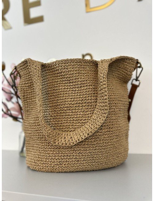 Brązowa torba pleciona do ręki i na ramię // 1407