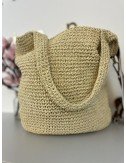 Beżowa torba pleciona do ręki i na ramię // 1408