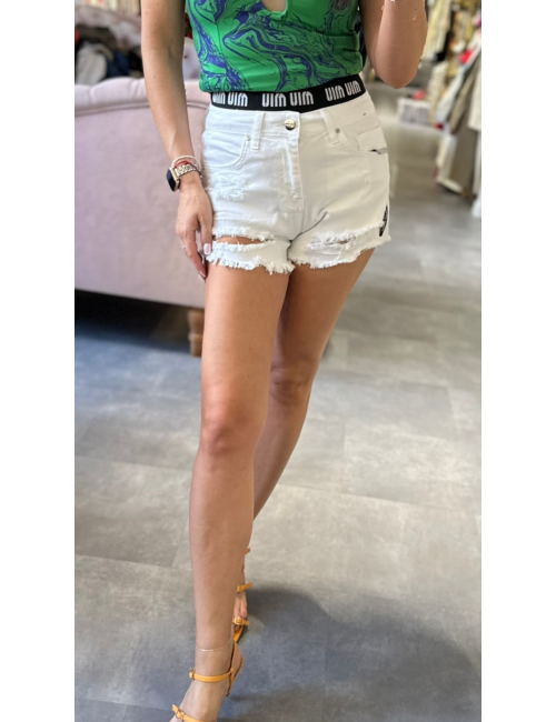 Białe spodenki z wysokim stanem // 1424