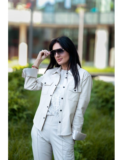 Jasna koszula ze skóry naturalnej // 1447**