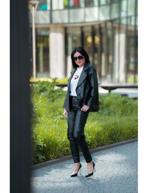 Czarna kurta - skóra naturalna // 1449**