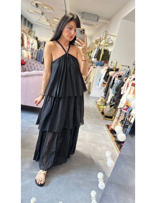 Czarna sukienka z falbanami od Souvenir Bawełna // 1469