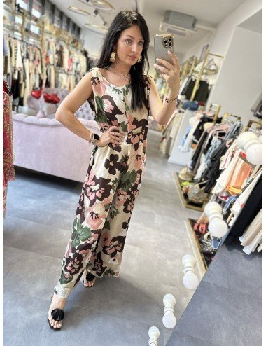 Kombinezon na ramiączka w kwiaty Wiskoza // 1474